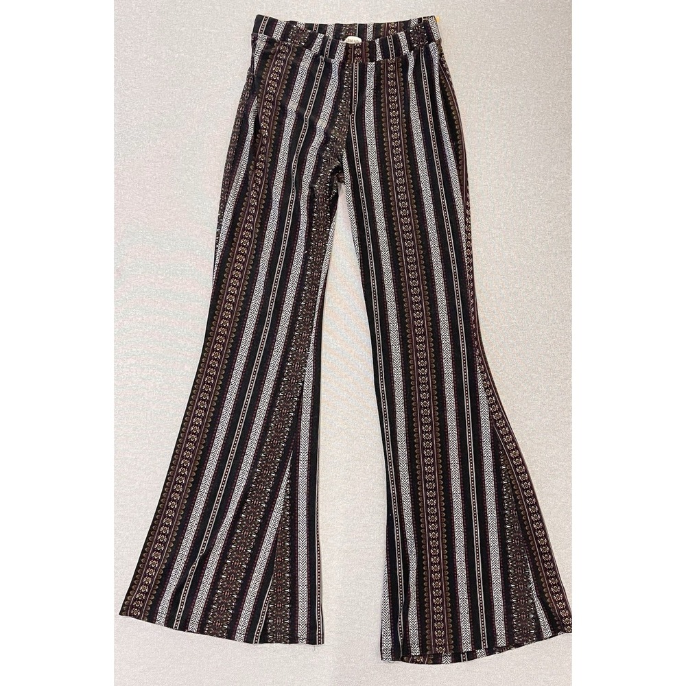 Boho‎ Striped Wide Leg Pants Tribal Print Flowy Festival Shosho Large